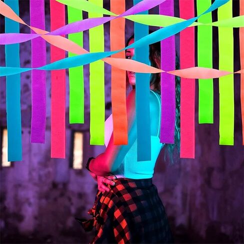 8 Rolls 82 feet Fluorescent Crepe Paper Craft Streamers Hanging Decorationsfor Various Birthday Party Wedding Festival Party Decorations, 4 Colors,4.5cm*25m in Saudi Arabia
