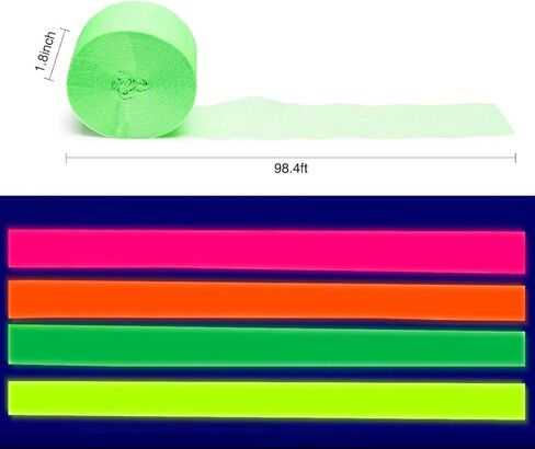 8 Rolls 82 feet Fluorescent Crepe Paper Craft Streamers Hanging Decorationsfor Various Birthday Party Wedding Festival Party Decorations, 4 Colors,4.5cm*25m in Saudi Arabia