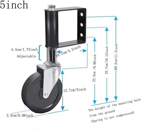 عجلات البوابة عجلات البوابة لسياج البوابة الخشبية في الهواء الطلق بوابة دعم عجلة البوابة الربيع محملة عجلات البوابة عجلات دوارة مع الفرامل عجلات بوابة المزرعة عجلة مطاطية للسياج في الهواء الطلق (5 بوصة) in Kuwait