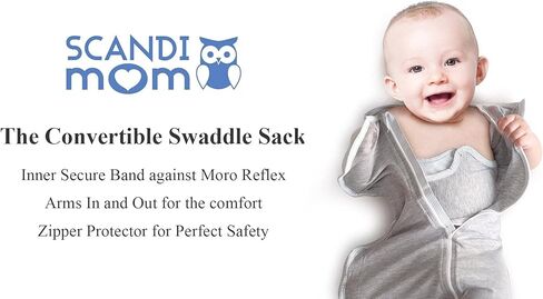 Swaddle Blanket, Sleep Sack, Arms up,Easy arm in and Out, Inner Secure Band for preventing from Moro Reflex, Extra Zipper Protector, Back Hand Open Type for arms Free (Grey, Medium) in Saudi Arabia