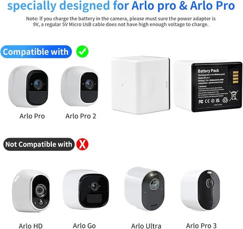 Camera Batteries for Arlo Pro/Arlo Pro 2, 3000mAh 7.2V Rechargeable Lithium-ion Cam Battery for Arlo Camera, NOT for Arlo Ultra 2/Arlo Pro 3, 1 Pack in Kuwait