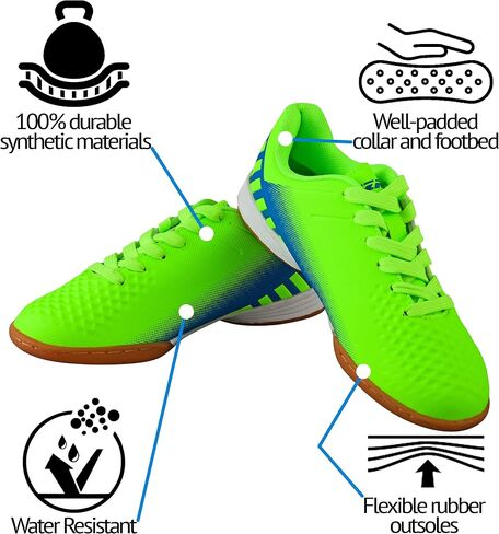 Vizari Santos Junior Indoor Soccer Shoes - Durable & Water-Resistant Soccer Shoes for Kids - Lightweight & Adjustable Youth Soccer Soccer with Round Studs for Maximum Traction & Superior Ball Control in Saudi Arabia
