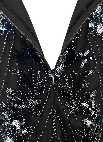 Women Evening Dress 1920s Floral Sequin Mermaid Hem Maxi Long Formal Ball Gown with 20s Accessories Set in Saudi Arabia