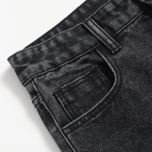 Women's Casual Loose Black Stretch Straight Wide-Leg Jeans in Saudi Arabia
