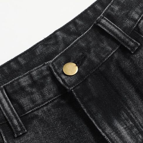 Women's Casual Loose Black Stretch Straight Wide-Leg Jeans in Saudi Arabia