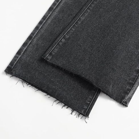 Women's Casual Loose Black Stretch Straight Wide-Leg Jeans in Saudi Arabia