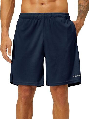 شورت رياضي للرجال من EZRUN بطول 17.78 سم خفيف الوزن وسريع الجفاف للجري للصالة الرياضية مع جيوب بسحاب in Kuwait