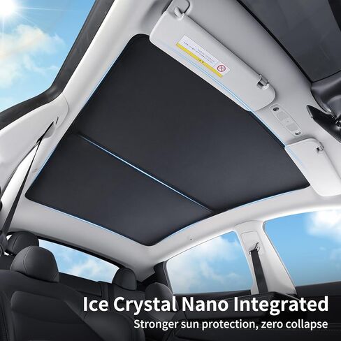 نافذة السقف مظلة عازلة للأشعة فوق البنفسجية حماية من الكريستال الجليدي نانو عاكس الشمس الظل غطاء فتحة السقف ظلال حجب الحرارة لطراز تسلا 3/Y 2021-2023 in Kuwait