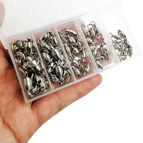 50 قطعة/صندوق محمل كروي لصيد الأسماك مع حلقات ملحومة مزدوجة، 42 رطل ~ 167 رطل، موصلات دوارة لصيد الأسماك عالية القوة لصيد الأسماك في المياه المالحة، مقاس 1 #، 2 #، 3 #، 5 #، 6 # in Kuwait