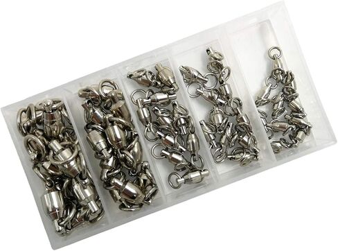 50 قطعة/صندوق محمل كروي لصيد الأسماك مع حلقات ملحومة مزدوجة، 42 رطل ~ 167 رطل، موصلات دوارة لصيد الأسماك عالية القوة لصيد الأسماك في المياه المالحة، مقاس 1 #، 2 #، 3 #، 5 #، 6 # in Kuwait