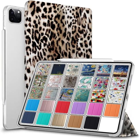 حافظات DuraSafe لجهاز iPad PRO 11 بوصة 2 2020 3 2021 [ PRO 11 2nd 3rd ] A2377 A2459 A2301 MHMT3LL/A MHMU3LL/A MY332LL/A MY342LL/A غطاء خلفي مطبوع خفيف الوزن من البولي كربونات بحامل مزدوج الزاوية - جلد الفهد in Kuwait