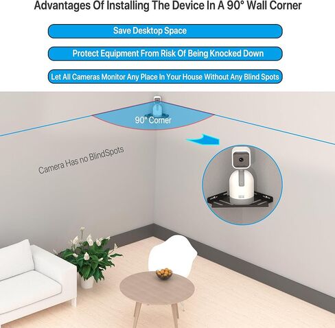 دعامة تثبيت على الحائط بزاوية من الفولاذ المقاوم للصدأ لكاميرا Blink Mini ذات الإمالة المقاومة للصدأ، موفرة للمساحة، تمنع الجهاز من السقوط عن طريق الخطأ، لا توجد نقاط عمياء للكاميرات - أسود غير لامع in Kuwait