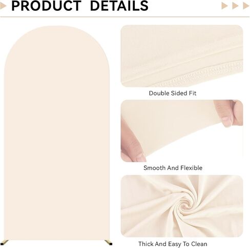 Wedding Arch Cover 3 Set 4,5,6FT, Beige Arch Backdrop Cover Round Top Spandex Backdrop Stand Covers for Wedding Birthday Party Baby Shower Banquet Arch Decoration in Saudi Arabia