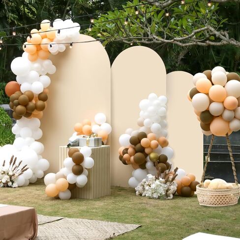Wedding Arch Cover 3 Set 4,5,6FT, Beige Arch Backdrop Cover Round Top Spandex Backdrop Stand Covers for Wedding Birthday Party Baby Shower Banquet Arch Decoration in Saudi Arabia