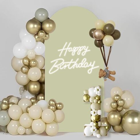 Wedding Arch Cover 3 Set 4,5,6FT, Beige Arch Backdrop Cover Round Top Spandex Backdrop Stand Covers for Wedding Birthday Party Baby Shower Banquet Arch Decoration in Saudi Arabia