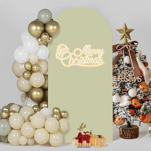 Wedding Arch Cover 3 Set 4,5,6FT, Beige Arch Backdrop Cover Round Top Spandex Backdrop Stand Covers for Wedding Birthday Party Baby Shower Banquet Arch Decoration in Saudi Arabia