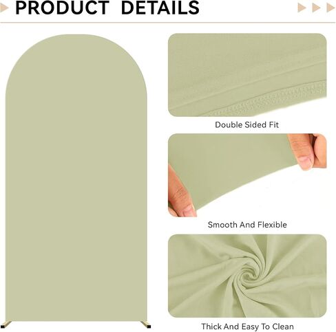 Wedding Arch Cover 3 Set 4,5,6FT, Beige Arch Backdrop Cover Round Top Spandex Backdrop Stand Covers for Wedding Birthday Party Baby Shower Banquet Arch Decoration in Saudi Arabia