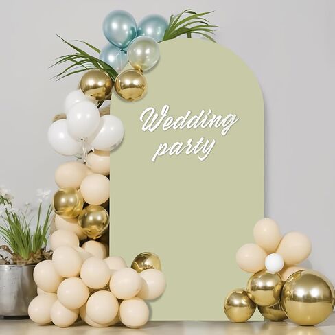 Wedding Arch Cover 3 Set 4,5,6FT, Beige Arch Backdrop Cover Round Top Spandex Backdrop Stand Covers for Wedding Birthday Party Baby Shower Banquet Arch Decoration in Saudi Arabia