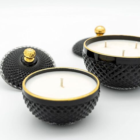 Elegant Candle in Decorative Black and Gold Glass Jar - Vanilla Cupcake | Vanilla Bean, Buttercream, Cake, and Bourbon Premium Fragrance Oil Blend, Highly Scented Natural Soy Wax Candles 4oz in Saudi Arabia
