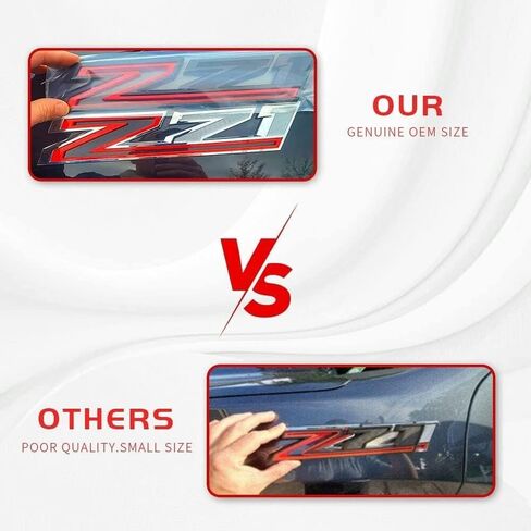 2X Large Size Z71 RH LH Side Fender Emblem Nameplate Badge Decal Replacement for 2019-2021 Chevy Silverado (Black Red) in Saudi Arabia