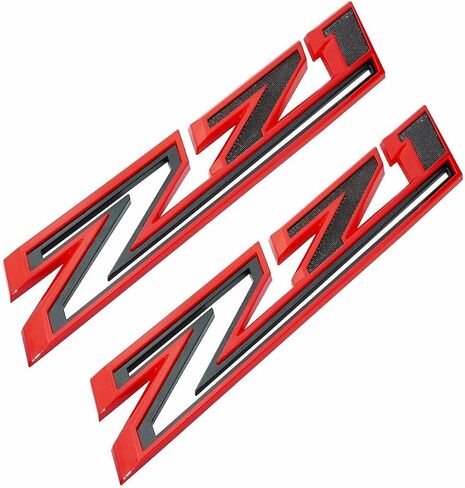 2X Large Size Z71 RH LH Side Fender Emblem Nameplate Badge Decal Replacement for 2019-2021 Chevy Silverado (Black Red) in Saudi Arabia
