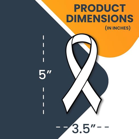 Magnet Me Up: Support Lung Cancer Awareness White Ribbon Magnet - 3.5x7 Inches - Heavy-Duty Automotive Decal - Advocate for Lung Cancer Awareness - Ideal for Cars, Trucks, SUVs - Show Your Support in Saudi Arabia