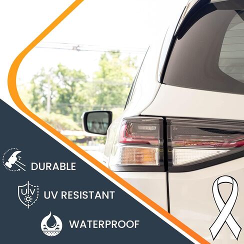 Magnet Me Up: Support Lung Cancer Awareness White Ribbon Magnet - 3.5x7 Inches - Heavy-Duty Automotive Decal - Advocate for Lung Cancer Awareness - Ideal for Cars, Trucks, SUVs - Show Your Support in Saudi Arabia