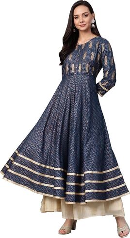 كورتا أناركالي للسيدات من Yash Gallery مطبوع عليها نحاس وذهبي لعيد الأم in Kuwait