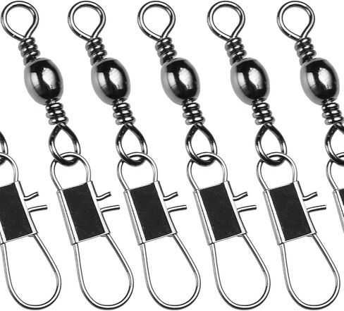 SF Fishing Barrel Swivel 50Pcs with Safety Snap Interlock Snaps High Strength Tackle Ball Bearing Swivels Stainless for Saltwater Freshwater Fishing in Saudi Arabia