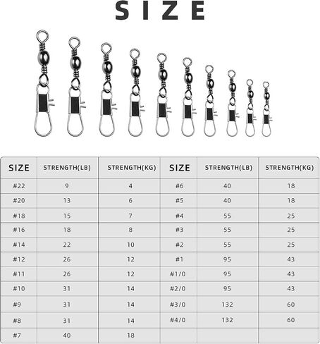SF Fishing Barrel Swivel 50Pcs with Safety Snap Interlock Snaps High Strength Tackle Ball Bearing Swivels Stainless for Saltwater Freshwater Fishing in Saudi Arabia