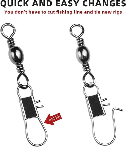 SF Fishing Barrel Swivel 50Pcs with Safety Snap Interlock Snaps High Strength Tackle Ball Bearing Swivels Stainless for Saltwater Freshwater Fishing in Saudi Arabia