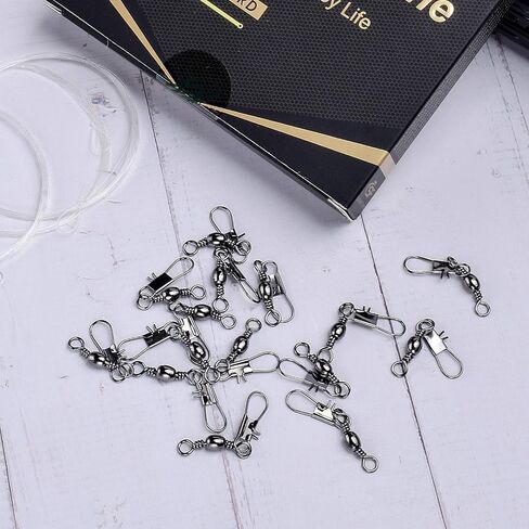 SF Fishing Barrel Swivel 50Pcs with Safety Snap Interlock Snaps High Strength Tackle Ball Bearing Swivels Stainless for Saltwater Freshwater Fishing in Saudi Arabia