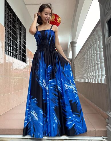 Maxi Dress Women Plus Size Floral Full Length Casual Summer Hawaiian Sundress in Saudi Arabia