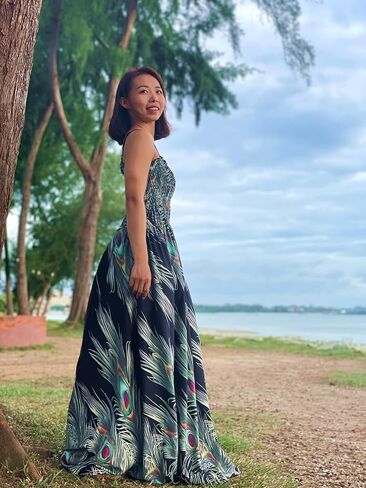 Maxi Dress Women Plus Size Floral Full Length Casual Summer Hawaiian Sundress in Saudi Arabia