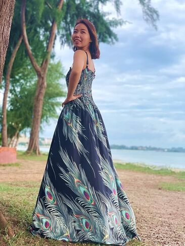 Maxi Dress Women Plus Size Floral Full Length Casual Summer Hawaiian Sundress in Saudi Arabia