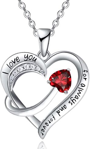 Love Heart Pendant Necklace for Women 18k White Gold Plated 5A Cubic Zirconia Engraved I Love You Jewelry Gift for Girls Wife in Saudi Arabia