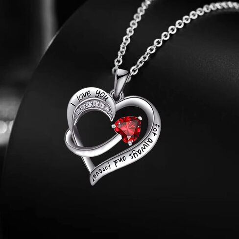 Love Heart Pendant Necklace for Women 18k White Gold Plated 5A Cubic Zirconia Engraved I Love You Jewelry Gift for Girls Wife in Saudi Arabia