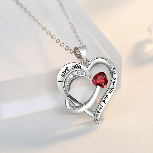 Love Heart Pendant Necklace for Women 18k White Gold Plated 5A Cubic Zirconia Engraved I Love You Jewelry Gift for Girls Wife in Saudi Arabia