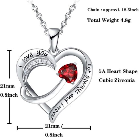 Love Heart Pendant Necklace for Women 18k White Gold Plated 5A Cubic Zirconia Engraved I Love You Jewelry Gift for Girls Wife in Saudi Arabia
