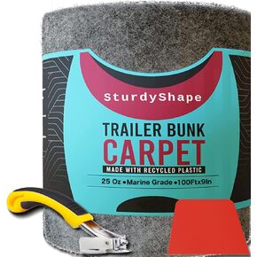 SturdyShape Boat Trailer Bunk Carpet Kit 9inx100ft - Marine Carpet Covers for Trailers, Lift Runners, and Jet Skis - (1, Black) (Black) in Kuwait