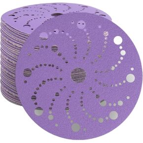 36 Pack 6 Inch Purple Ceramic Sanding Discs Multi-Hole Hook & Loop 40 Grit | Premium Dust-Free Sandpaper For Orbital Sanders Perfect Surface Prep And Finishing For Auto Body, Bare Metal, Wood in Saudi Arabia