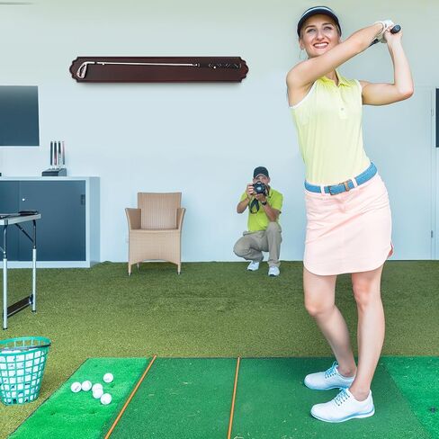 علبة Golf Club Case Mount Wooden 42.13 × 5.9 × 0.47 بوصة على الحائط رف عرض تخزين خشبي لنوادي الجولف العتيقة أو العتيقة in Saudi Arabia