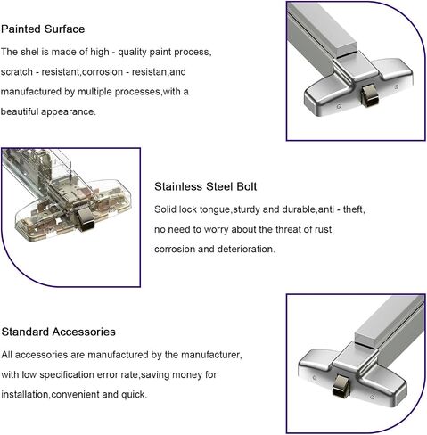Push Bar Stainless Steel Commercial Emergency Exit Bar Panic Exit Device Panic Bars for Exit Doors Suitable for Wood and Metal Doors Vertical Function Ansi Grade 1 and UL Fire Rated in Kuwait