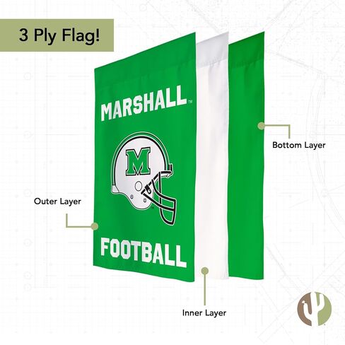Desert Cactus Marshall University Mu Garden Flag - 19 × 12 بوصة مارشال رعد راية ، للعرض في الهواء الطلق والأحداث (التصميم د) in Saudi Arabia