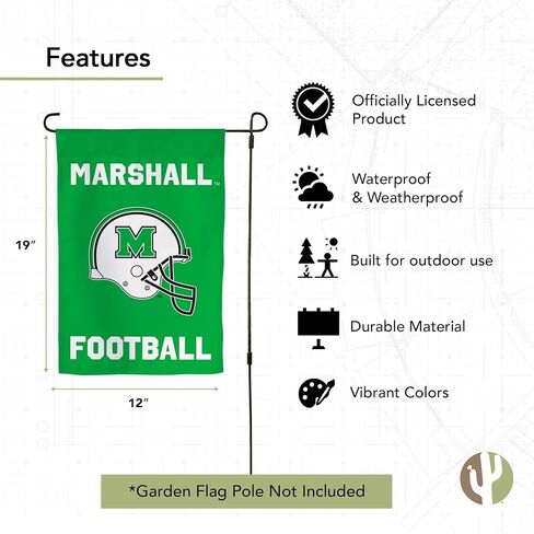 Desert Cactus Marshall University Mu Garden Flag - 19 × 12 بوصة مارشال رعد راية ، للعرض في الهواء الطلق والأحداث (التصميم د) in Saudi Arabia