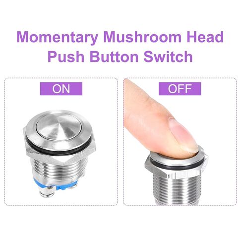 DMiotech 2Pcs 7/8 Inch Stainless Steel Momentary Push Button Switch Flat Head 250V Silver Shell with Screw Foot 1NO for Car Boat Systems Custom Setups in Saudi Arabia