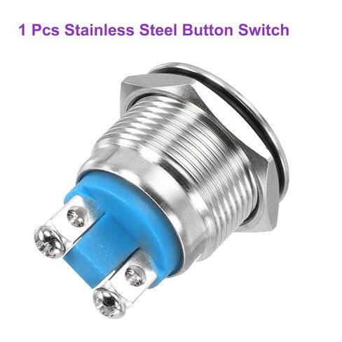 DMiotech 2Pcs 7/8 Inch Stainless Steel Momentary Push Button Switch Flat Head 250V Silver Shell with Screw Foot 1NO for Car Boat Systems Custom Setups in Saudi Arabia