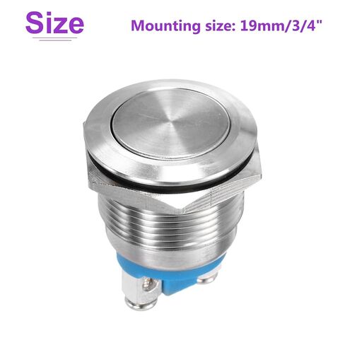 DMiotech 2Pcs 7/8 Inch Stainless Steel Momentary Push Button Switch Flat Head 250V Silver Shell with Screw Foot 1NO for Car Boat Systems Custom Setups in Saudi Arabia