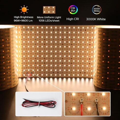 أوراق LED كبيرة المدرجة في UL للإضاءة الخلفية كونترتوب ، 78.7in × 9.45 بوصة مرنة 24V LED LED ورقة قابلة للضوء قابلة للخلاف-رقيقة IP20 غير مقاومة للاتحاد مع حزمة الملحقات (3000K ، 6.56 قدم IP20) in Saudi Arabia