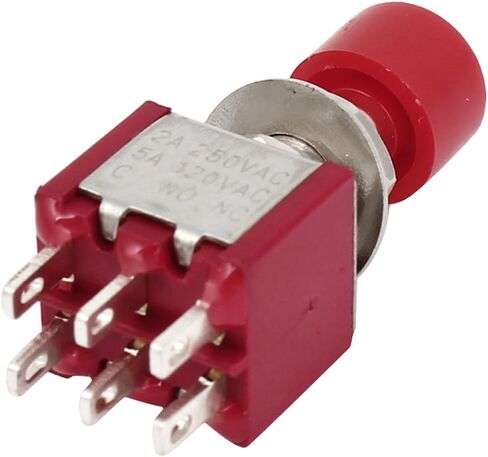 uxcell Red 6 Pin DPST 2NO 2NC Momentary Push Button Switch AC 120V 5A 250V 2A in Saudi Arabia